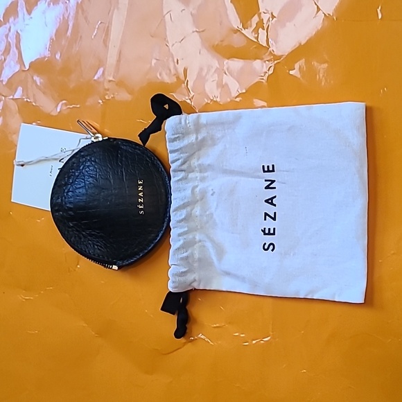 Nwt! Sezane nicolas leather coin pouch black croco - Picture 7 of 9